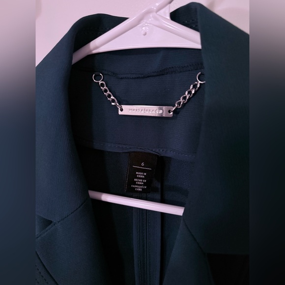 White House Black Market Teal Zip Front Blazer Jacket - Picture 4 of 5